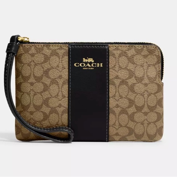 NWT Corner Zip Wristlet in Signature Canvas - Picture 1 of 6
